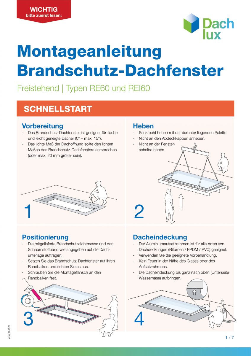 Montageanleitung Brandschutz-Dachfenster