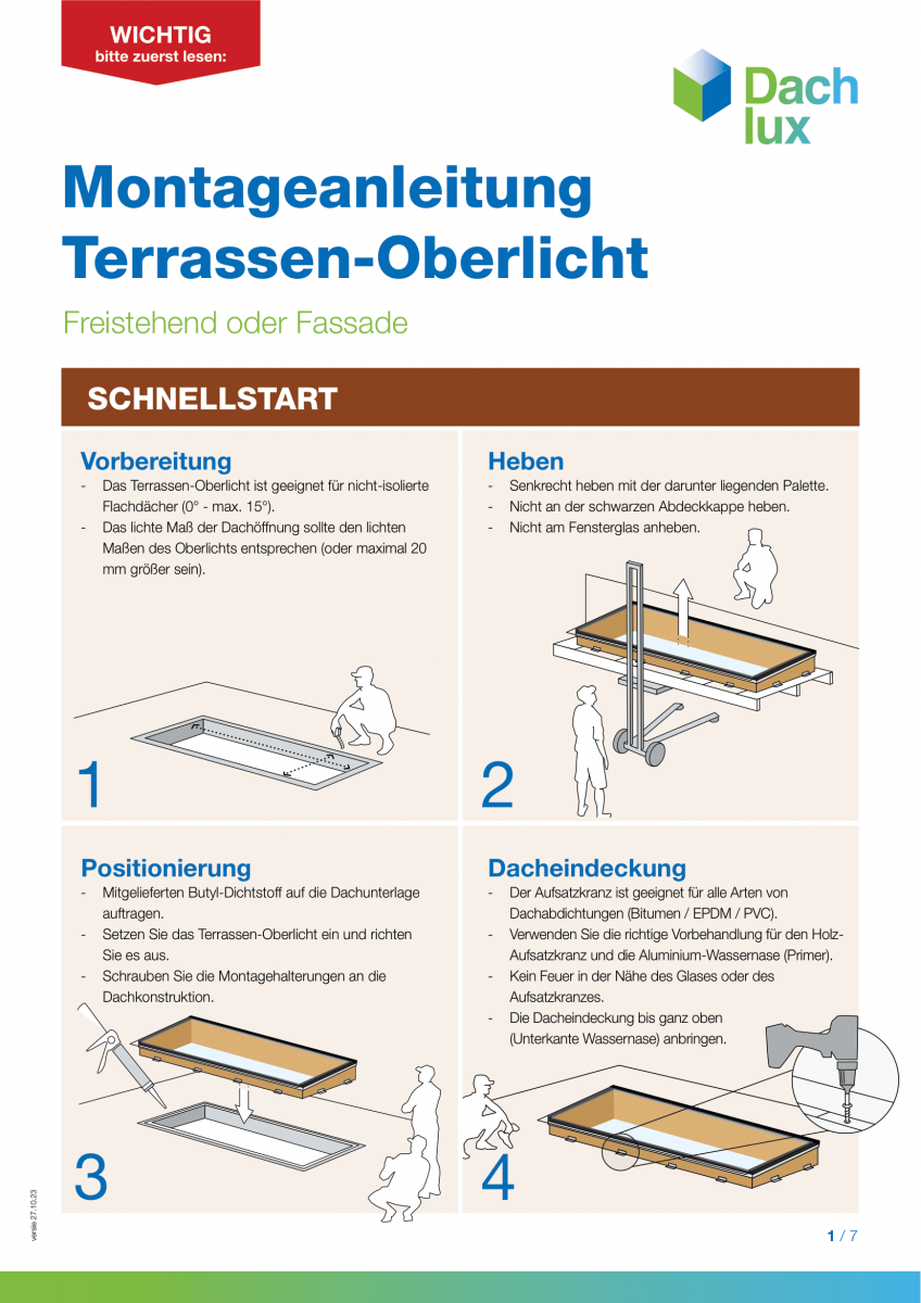 Montageanleitung Veranda-Dachfenster