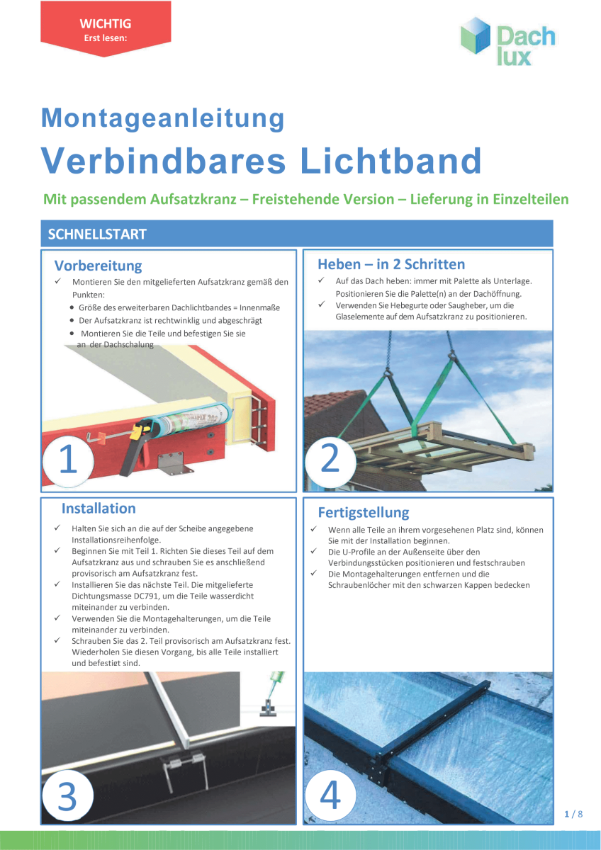 Dachlux Verbindbares Lichtband Montageanleitung